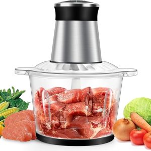 SKY-TOUCH Multi Chopper & Mincer,500W Food Grinder Chopper,2 Speed,6 Detachable SS Blades, for Chopping, Ice Crushing, Meat Mincing, Grinding, Pureeing, Anti Slip Ring,3L Working Capacity